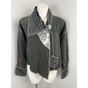 Handmade Artsy Boho Whimsical Art-To-Wear Eclectic Asymmetric Fleece Cardigan